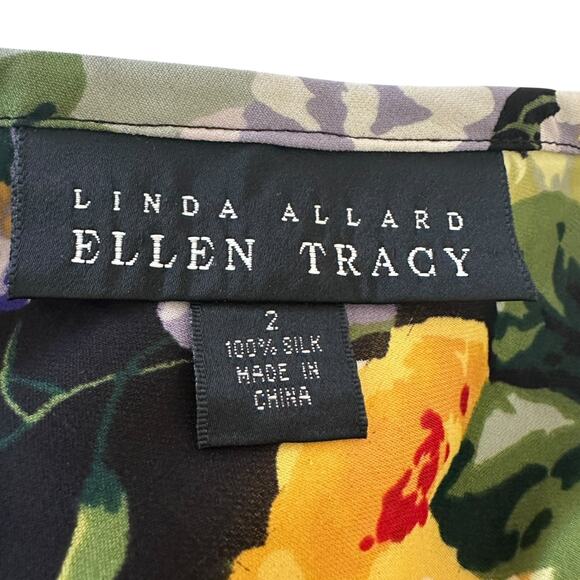 Vintage Y2K Ellen Tracy Silk Floral Maxi Skirt Size 2 Whimsygoth Cottage fairy - Picture 9 of 12